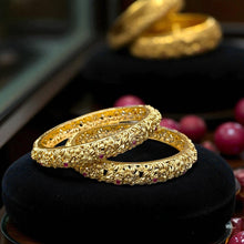 Floral Ruby Antique Golden Bangles