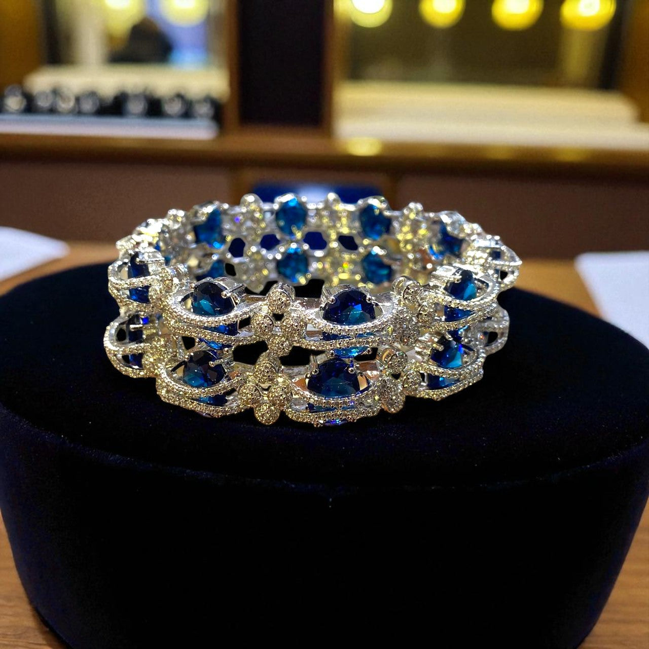 Sapphire Sparkle Bangle Set