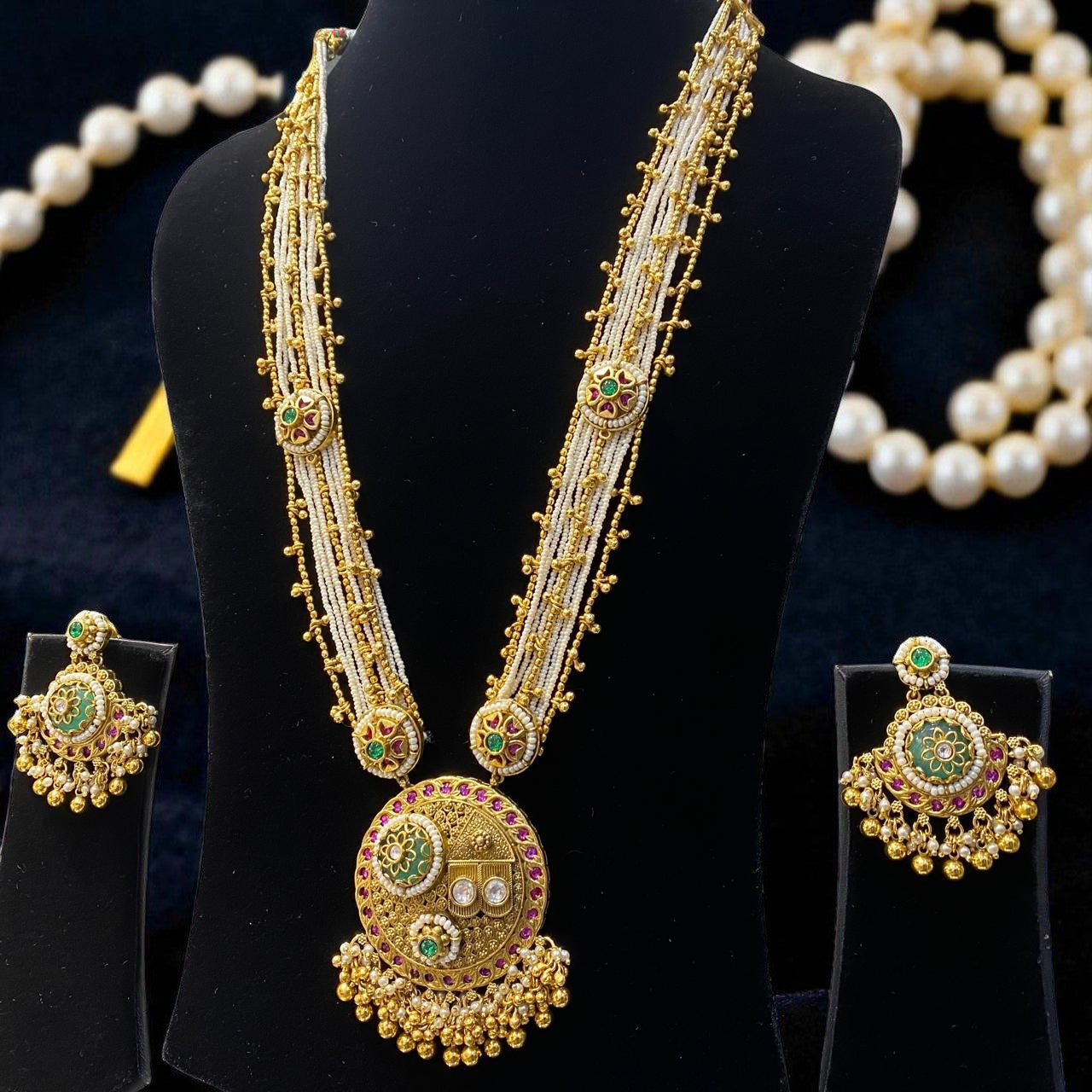 Traditional Temple-Inspired Golden Necklace Set