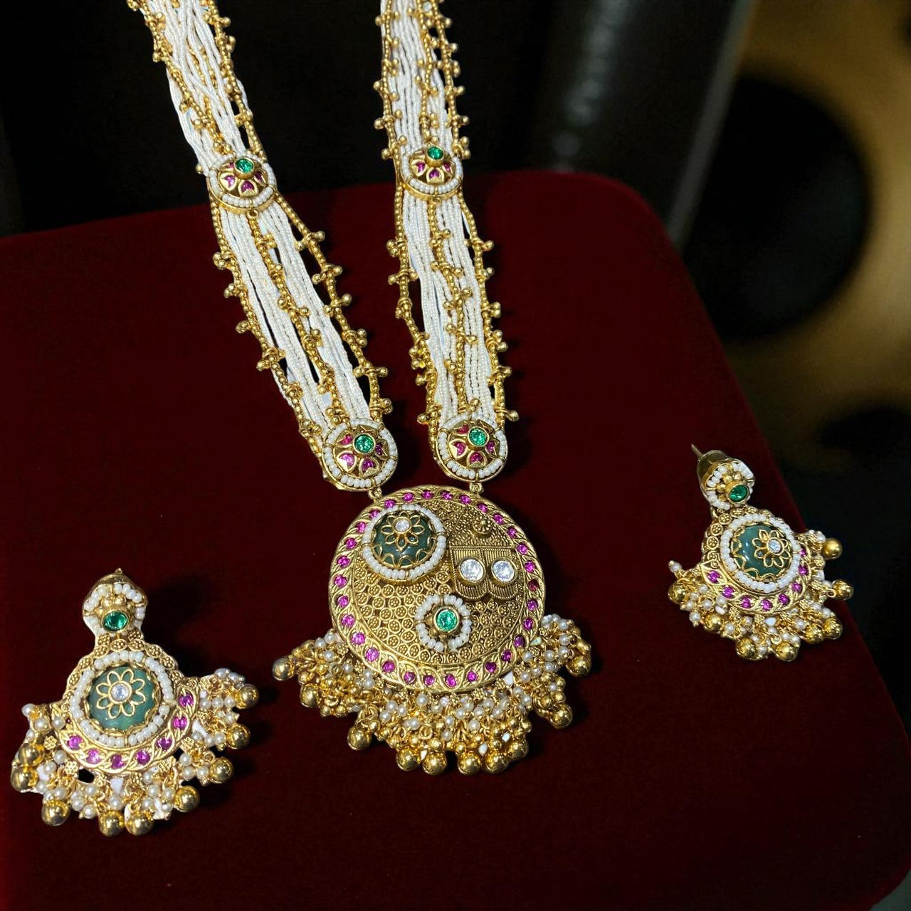 Traditional Temple-Inspired Golden Necklace Set