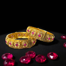 Regal Ruby & Kundan Broad Bangles