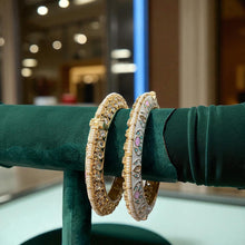 Royal Polki Meenakari Golden Bangles