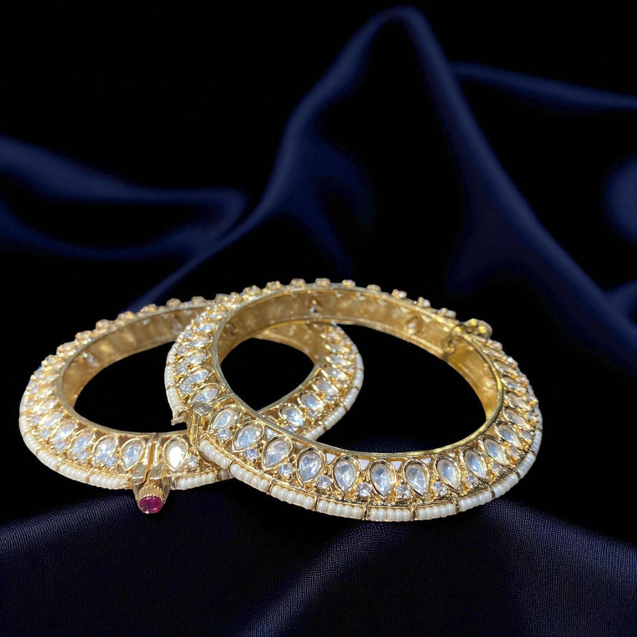 Royal Polki Meenakari Golden Bangles