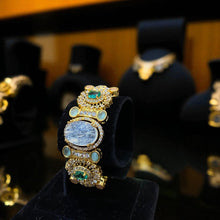 Royal Moonstone and Emerald Golden Bracelet