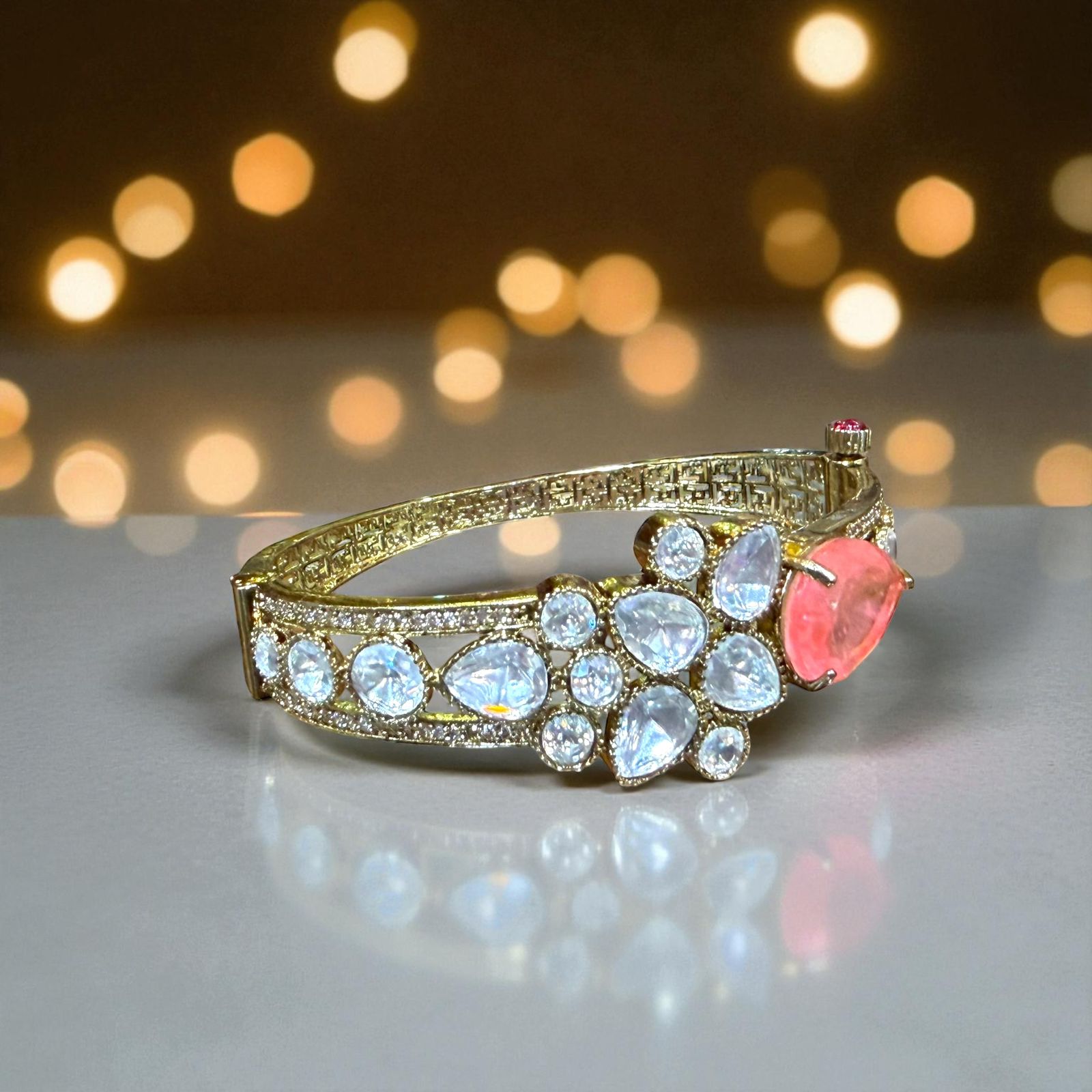 Pink Majesty Kundan Bracelet