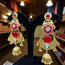 Regal Ruby Blossom Jhumka Earrings