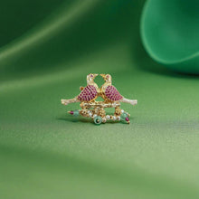 Twin Birds Gemstone Ring