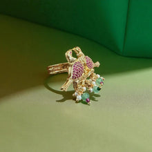 Twin Birds Gemstone Ring