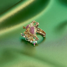 Twin Birds Gemstone Ring
