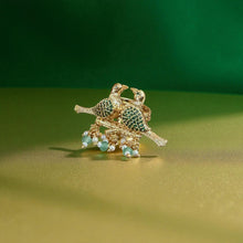 Twin Birds Gemstone Ring