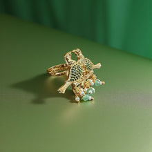 Twin Birds Gemstone Ring