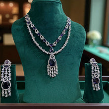Majestic Sapphire American Diamond Necklace Set