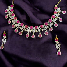 Ruby Blossom American Diamond Necklace Set