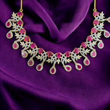Ruby Blossom American Diamond Necklace Set