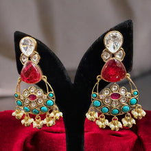 Turquoise & Ruby Kundan Chandbalis