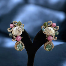 Ethereal Pearl & Tourmaline Art Deco Drops