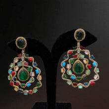 Regal Multi-Gem Chandbali Earrings