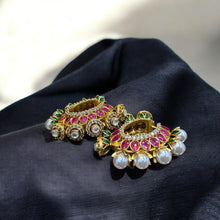 Heritage Enamel & Pearl Chandbali Earrings