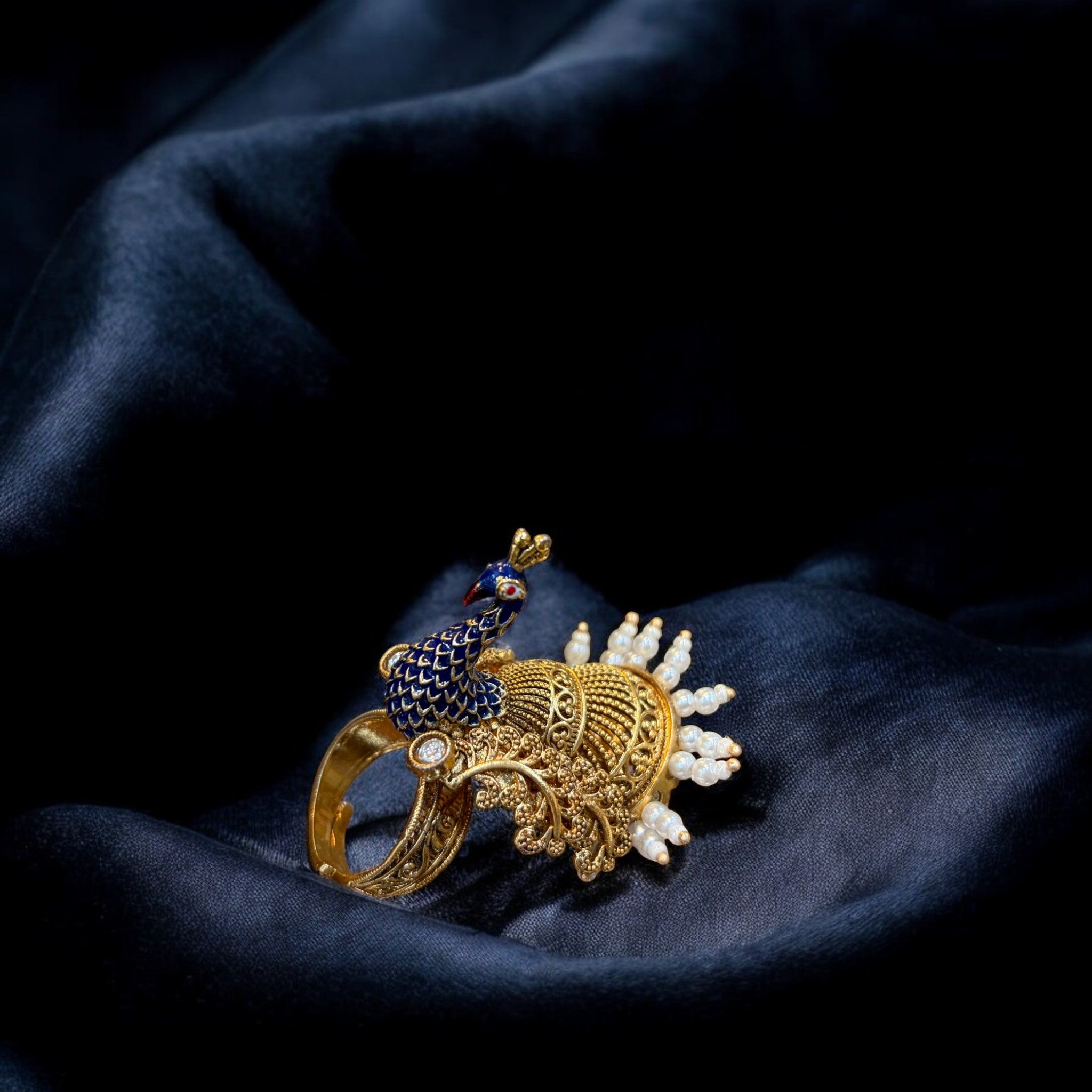 Majestic Peacock Filigree Ring