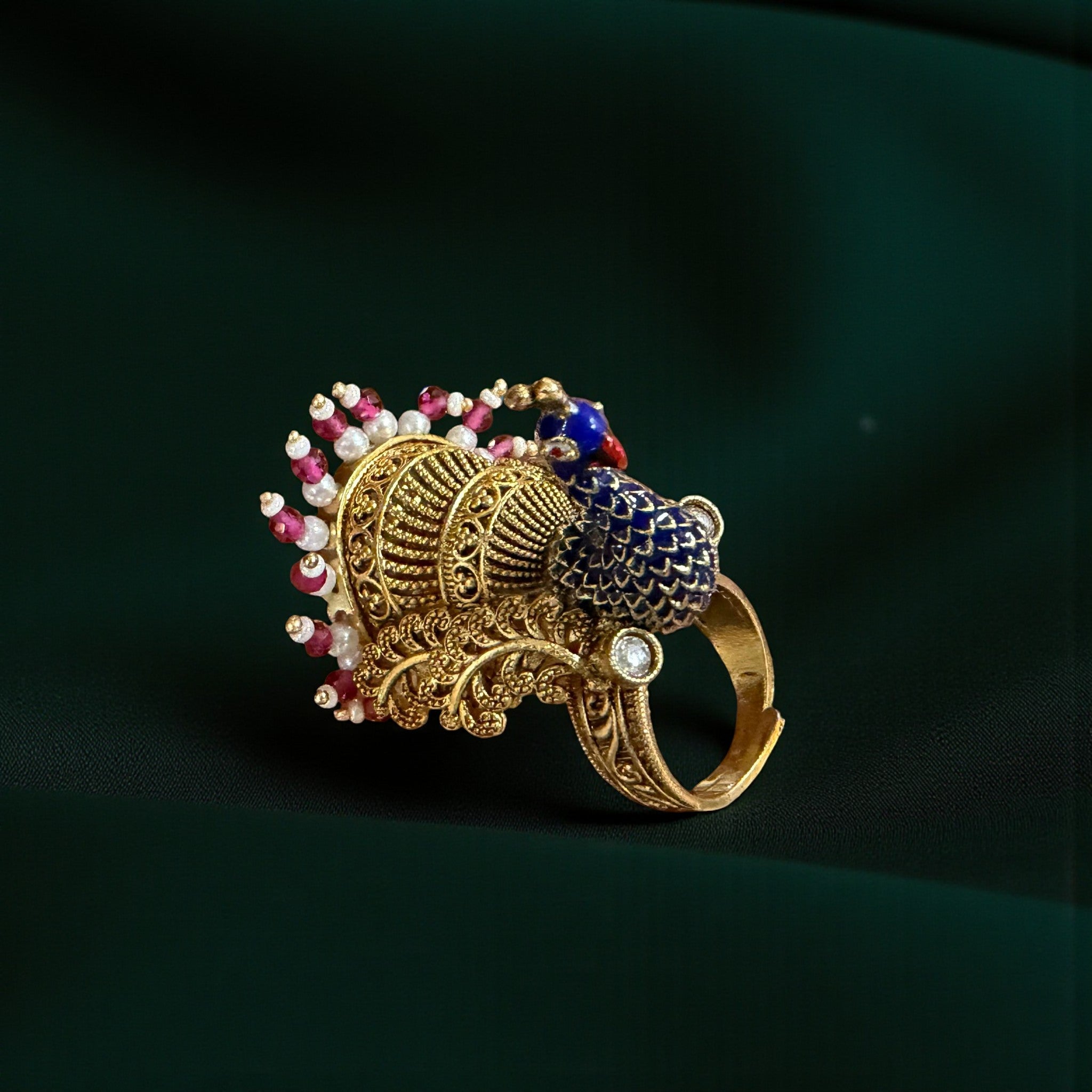 Majestic Peacock Filigree Ring