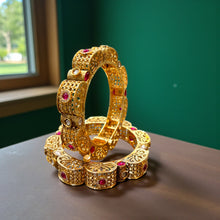 Regal Filigree Ruby & Pearl Kada Bangles