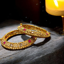 Heritage Ruby & Kundan Kada Bangles
