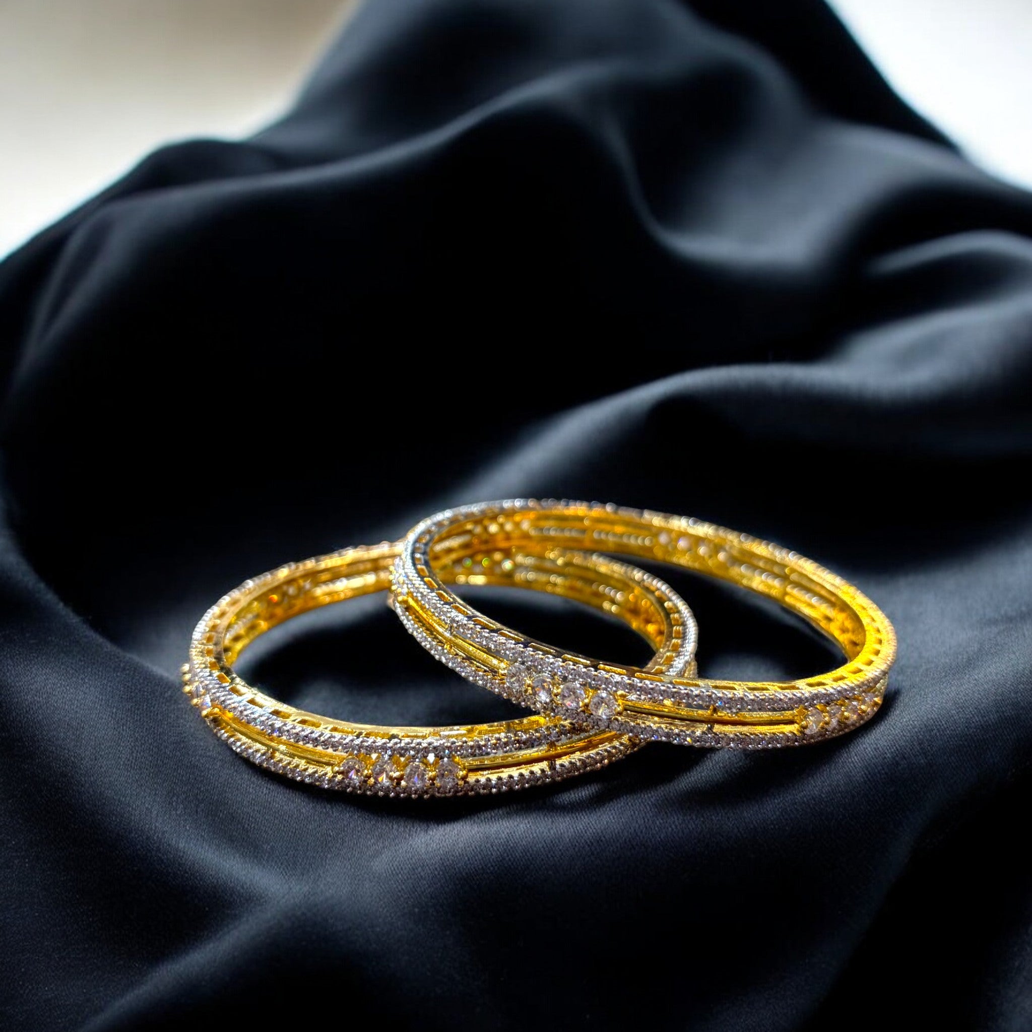 Golden American Diamond-Glow Slim Bangles