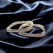 Elegant Baguette American Diamond Halo Bangles
