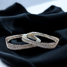 Elegant Baguette American Diamond Halo Bangles