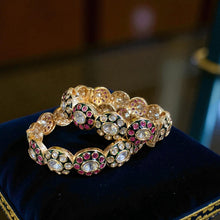 Ruby & Kundan Oval-Linked Statement Bangles