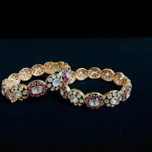 Ruby & Kundan Oval-Linked Statement Bangles