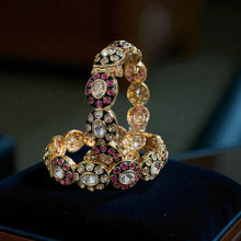 Ruby & Kundan Oval-Linked Statement Bangles