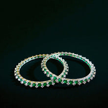 Emerald & American Diamond-Cut Sleek Stone Bangles
