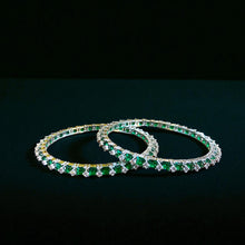 Emerald & American Diamond-Cut Sleek Stone Bangles