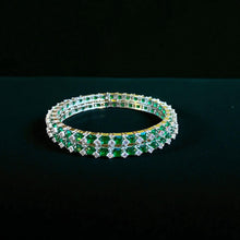 Emerald & American Diamond-Cut Sleek Stone Bangles