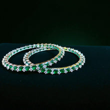 Emerald & American Diamond-Cut Sleek Stone Bangles