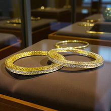 Golden Textured Crystal Bangles