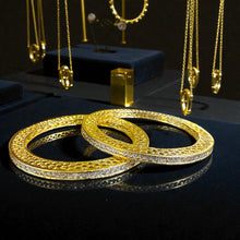 Golden Textured Crystal Bangles