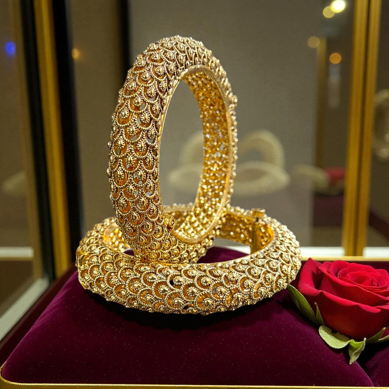 Regal Antique Golden Filigree Bangles