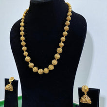Antique Golden Beaded Necklace with Jhumka Earrings
