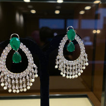 Emerald Teardrop Crystal Hoop Earrings