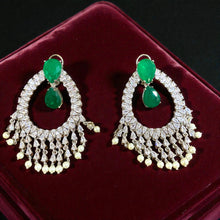 Emerald Teardrop Crystal Hoop Earrings