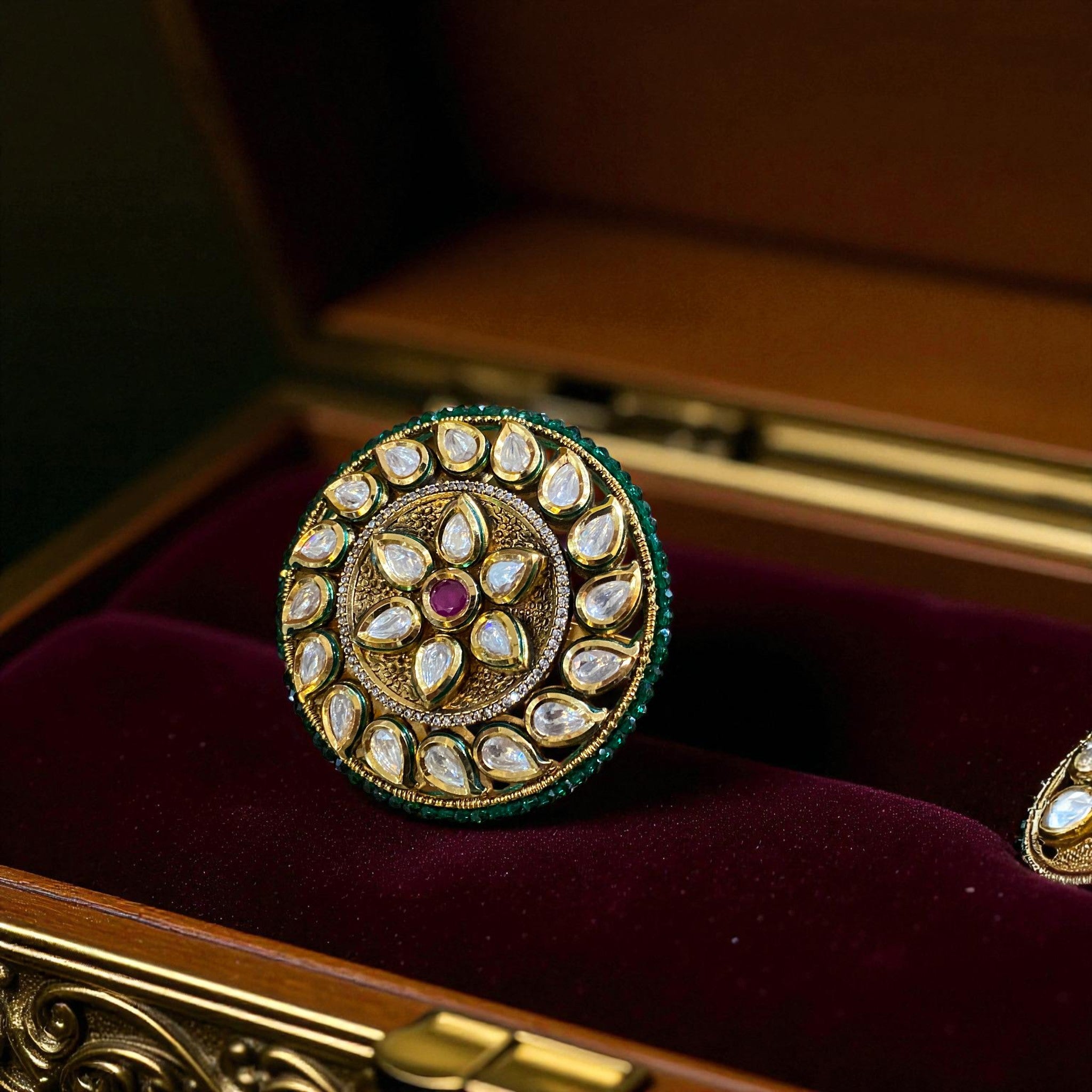 Kundan Royal Circle Statement Ring