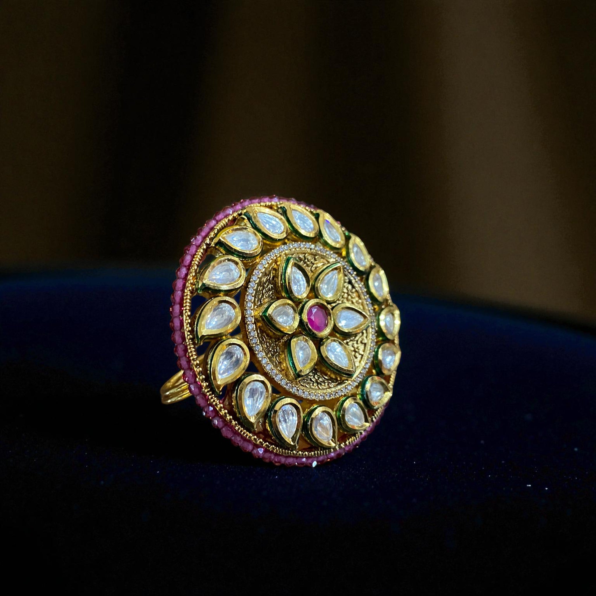Kundan Royal Circle Statement Ring