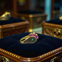 Ruby Meenakari Dual-Band Kundan Ring