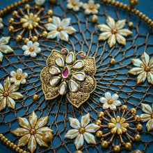 Antique Ruby Petal Kundan Statement Ring