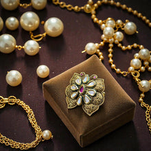 Antique Ruby Petal Kundan Statement Ring