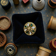 Emerald Bloom Kundan Statement Ring