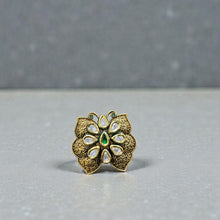 Antique Emerald Petal Kundan Statement Ring