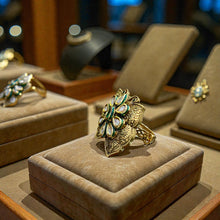 Antique Emerald Petal Kundan Statement Ring